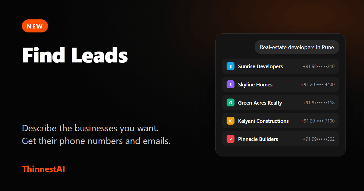 Find Leads: Describe the Businesses You Want and Get Their Phone Numbers and Emails