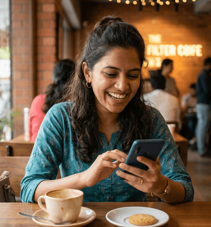 A business owner answering customers on WhatsApp